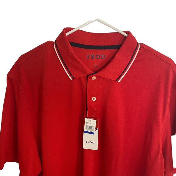(6-164) NWT Izod Red Button Down Short Sleeve Polo - Picture 5 of 8
